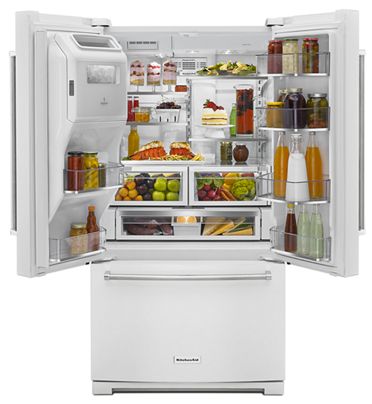 26.8 cu. ft. 36-Inch Width Standard Depth French Door Refrigerator with Exterior Ice and Water - KITCHENAID - KRFF507HWH