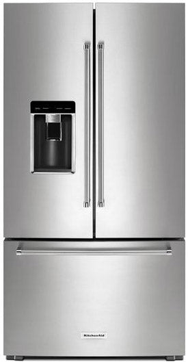 23.8 cu. ft. 36" Counter-Depth French Door Platinum Interior Refrigerator with PrintShield™ Finish - KITCHENAID - KRFC704FPS