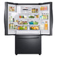 35.75 in. W 27 cu. ft. 3-Door French Door Refrigerator Black Stainless Steel - Samsung - RF27T5201SG/AA