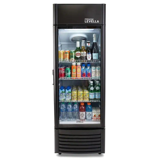 9.0 cu. ft. Commercial Upright Display Refrigerator Glass Door Beverage Cooler in Black - Premium Levella PRF907DX